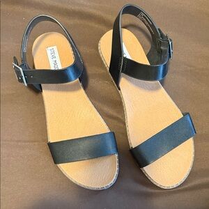 Steve Madden Black and Tan Women's Sandals
